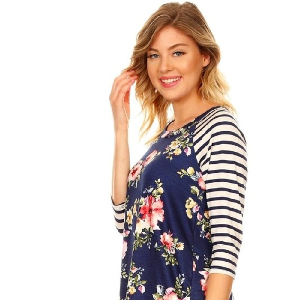 Floral print raglan top